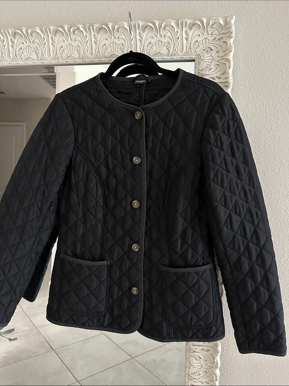 J McLaughlin Silk Black Quilted Puffer Jacket